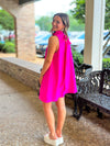 Let's Go Girls Bow Dress - Hot Pink