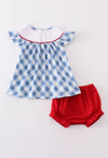 RWB Gingham Bow Bloomer Set
