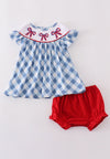 RWB Gingham Bow Bloomer Set
