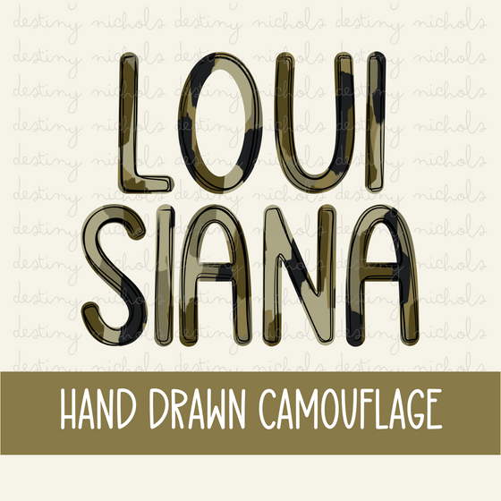 Hand Drawn Camo - Louisiana