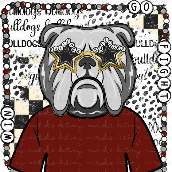 Maroon Bulldog Charm Mascot (2) Designs