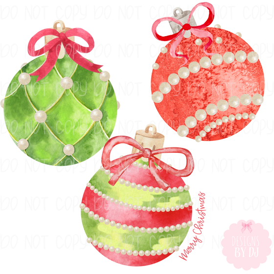 Pearl Watercolor Ornaments Digital