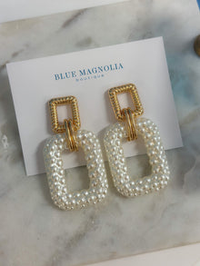  Pearl & Gold Rectangle Earrings