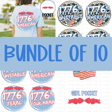 (Bundle of 10) Patriotic GUYS & GIRLS Designs with Pocket Designs
