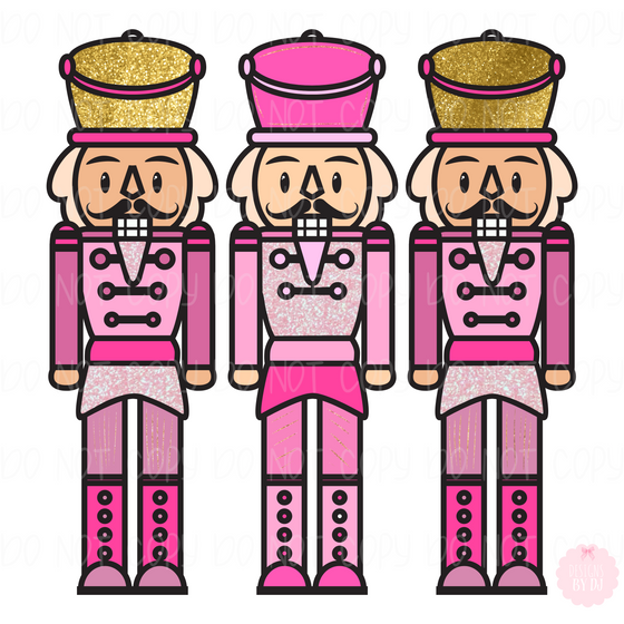 Hand Drawn Pink & Gold Nutcracker Trio