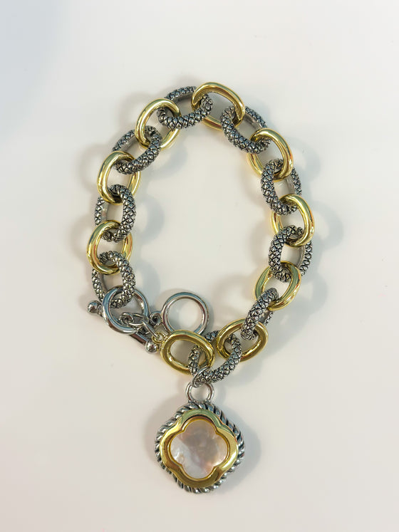 Silver & Gold Clover Link Bracelet