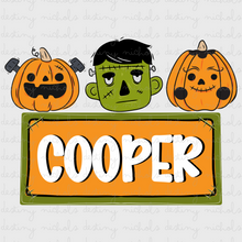  Frankenstien, Scarecrow, & Pumpkin Name Plate