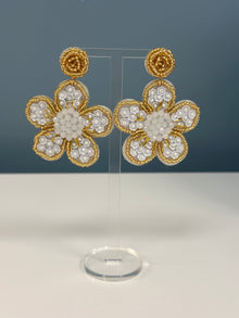  Gold Floral Beaded Earrings