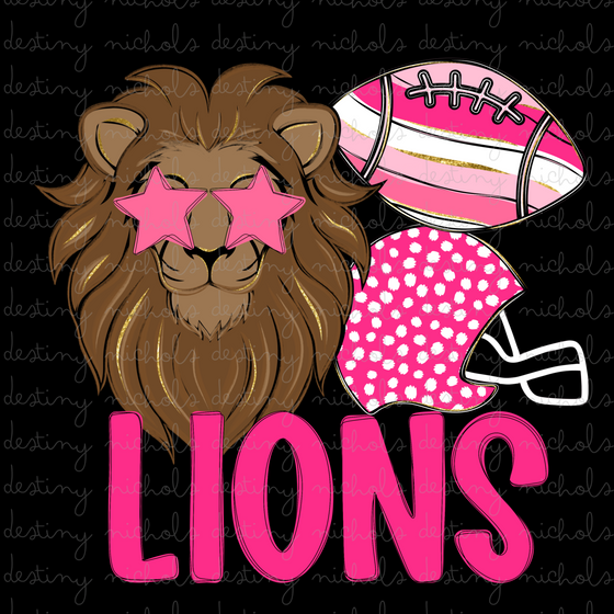 Lions Pink Preppy Mascot