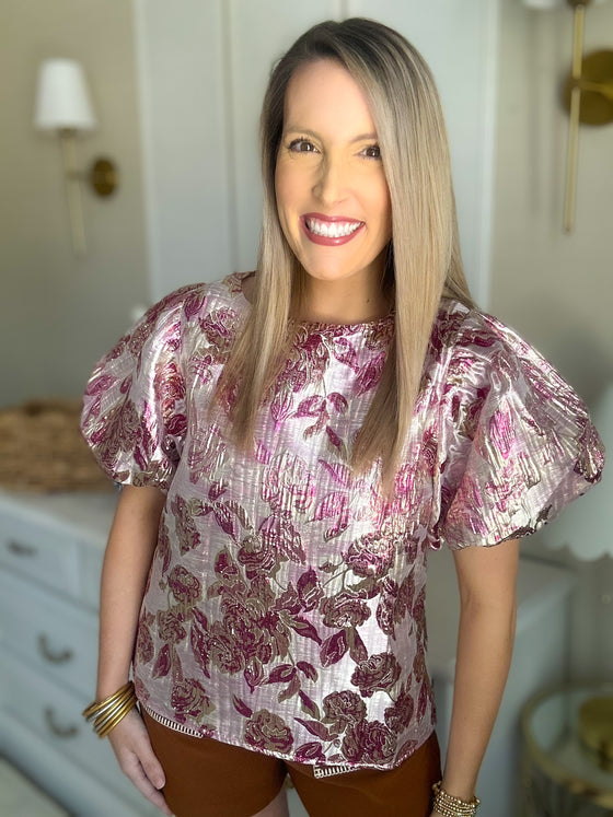 Season of Florals Jacquard Blouse