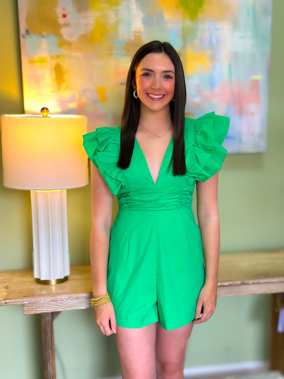 Anything Goes Romper - Kelly Green