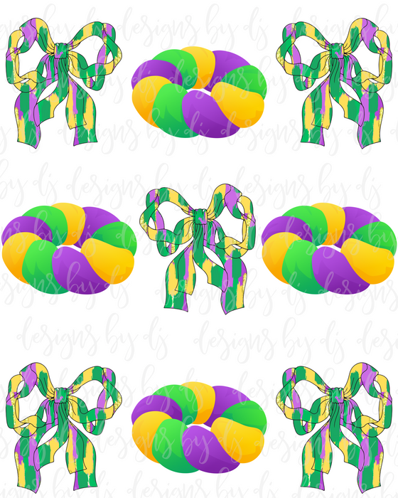 Mardi Gras King Cake Bows
