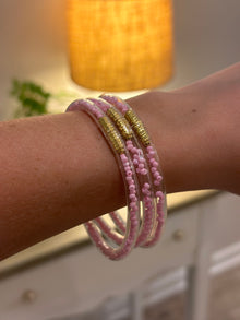  Pink & Gold Jelly Tube Bangles - Set of 3
