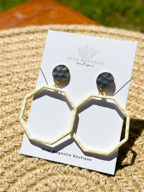 Ivory & Gold Hex Earrings